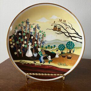 Vintage Barbara Furstenhöfer Fine China Hanging Plate Featuring An Autumn Scene